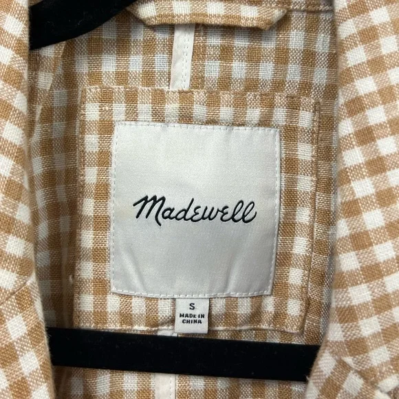 Madewell Linen Dorset 80s Oversized Blazer in Gingham Check Size Small - Picture 6 of 7